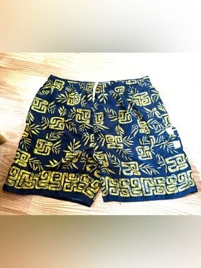 Natural Life blue yellow swim suit shorts mesh lining brief